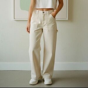 Women's Cream Wide-Leg Pants | AE American Eagle | Wide Leg Carpenter Jeans